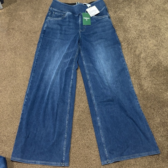HALARA Flex Denim Flare Wide Leg Jeans in Classic Blue - Picture 1 of 2